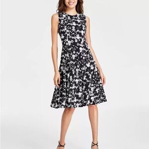 Calvin Klein Black and White Floral Midi Dress